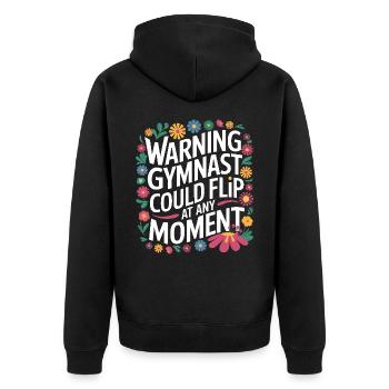 Turnen Turner Gymnastik - Unisex Premium Bio Zip Hoodie - Schwarz - Hinten - Nico (187cm)