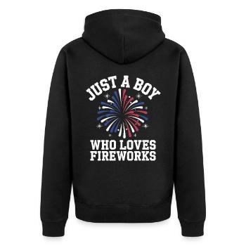 Pyrotechnics Fireworks Pyrotechnics - Unisex Premium Organic Zip Hoodie - black - Back - Nico (187cm)