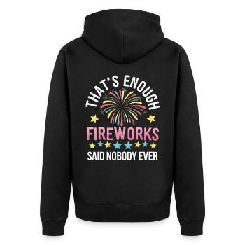 Pyrotechniker Feuerwerk Pyrotechnik - Unisex Premium Bio Zip Hoodie - Schwarz - Hinten - Nico (187cm)