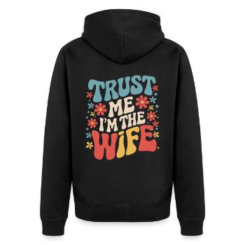 Frau Ehefrau Partnerin Familie Verheiratet - Unisex Premium Bio Zip Hoodie - Schwarz - Hinten - Nico (187cm)