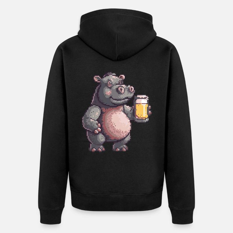 Bière Hippopotamus Pixel - Veste à capuche bio Premium Unisexe - noir