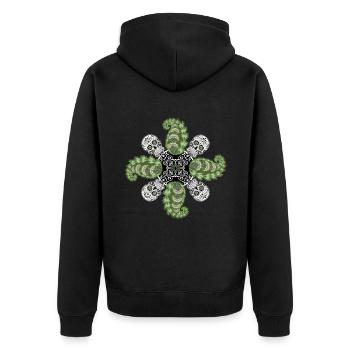 Sugar-Skull Totenkopf Vintage-Halloween Design - Unisex Premium Bio Zip Hoodie - Schwarz - Hinten - Nico (187cm)