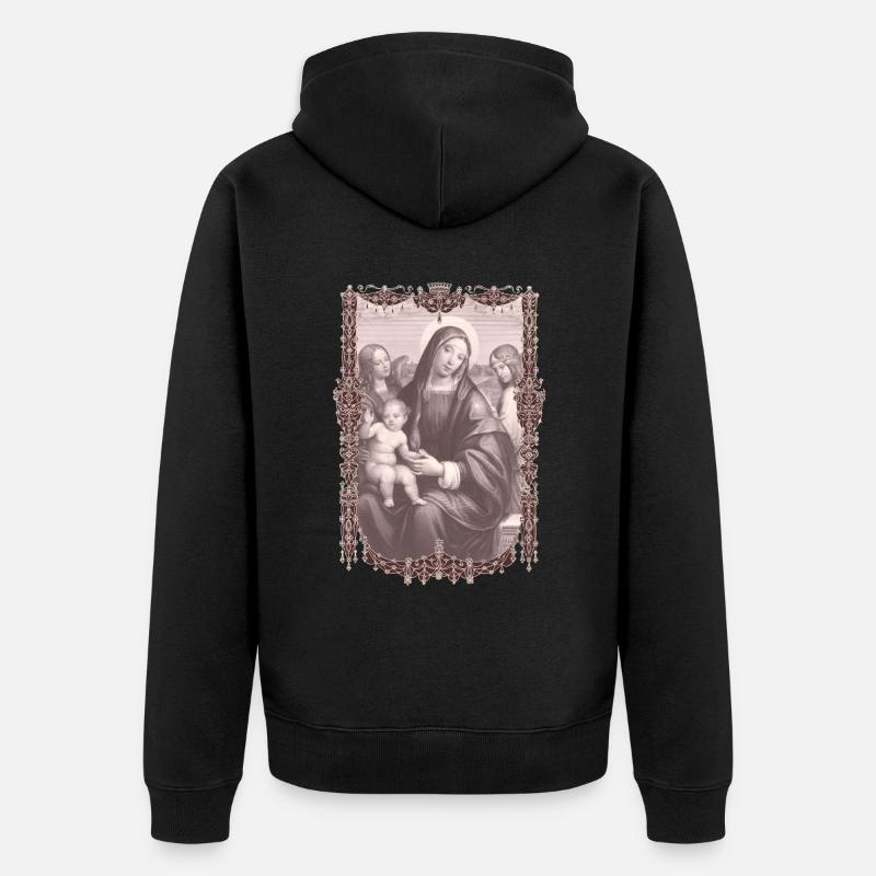 Sainte-Marie avec l’Enfant Jésus - Veste à capuche bio Premium Unisexe - noir