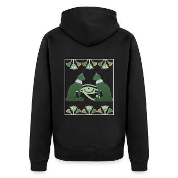 Déesse du chat Bastet et Horus Eye, Art Egypte - Veste à capuche bio Premium Unisexe - noir - Dos - Nico (187cm)