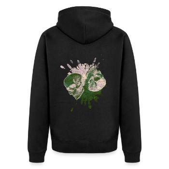 Totenkopf Skull, Yin und Yang Skull, Yin-Yang - Unisex Premium Bio Zip Hoodie - Schwarz - Hinten - Nico (187cm)