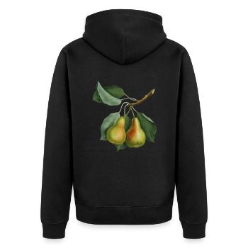 Vintage Birne, botanische Illustration, Zeichnung - Unisex Premium Bio Zip Hoodie - Schwarz - Hinten - Nico (187cm)