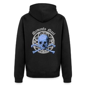Skull Totenkopf gothic Memento-Mori Schädel - Unisex Premium Bio Zip Hoodie - Schwarz - Hinten - Nico (187cm)