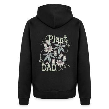Plant-Dad, Plant-Daddy, Pflanzen, lustiger Spruch - Unisex Premium Bio Zip Hoodie - Schwarz - Hinten - Nico (187cm)