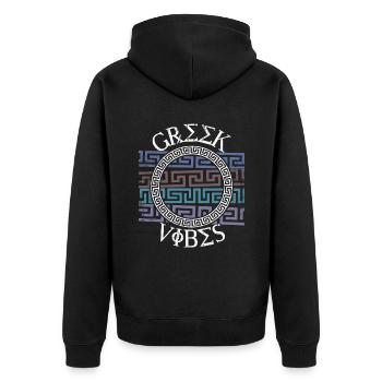 Greek pattern, Greece - Unisex Premium Organic Zip Hoodie - black - Back - Nico (187cm)