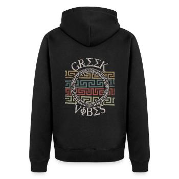 Greek pattern, Greece - Unisex Premium Organic Zip Hoodie - black - Back - Nico (187cm)
