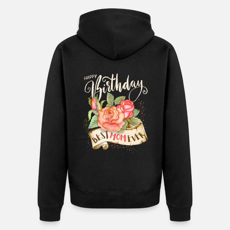 Joyeux anniversaire, Anniversaire Maman-Maman, Maman-Mère - Veste à capuche bio Premium Unisexe - noir