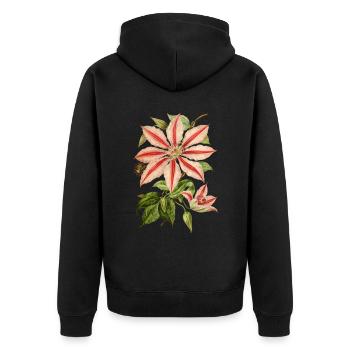 Clematis Illustration, Vintage-botanisch - Unisex Premium Bio Zip Hoodie - Schwarz - Hinten - Nico (187cm)