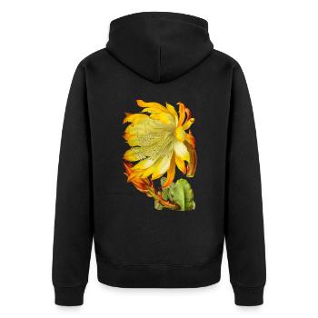 Vintage-Kaktusblüte, viktorianische Illustration - Unisex Premium Bio Zip Hoodie - Schwarz - Hinten - Nico (187cm)
