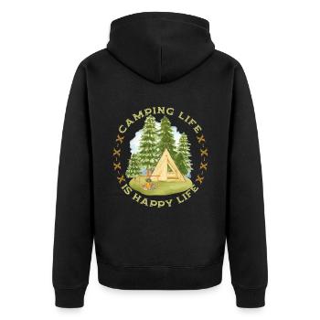 Camping, Camping-Life, Camping, Funny Saying - Unisex Premium Organic Zip Hoodie - black - Back - Nico (187cm)