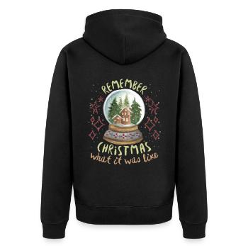 Noël, dicton nostalgique avec boule à neige - Veste à capuche bio Premium Unisexe - noir - Dos - Nico (187cm)