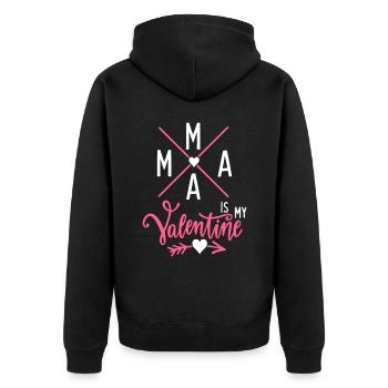 Mama-Is-My-Valentine, Mom-Is-My-Valentine - Unisex Premium Bio Zip Hoodie - Schwarz - Hinten - Nico (187cm)