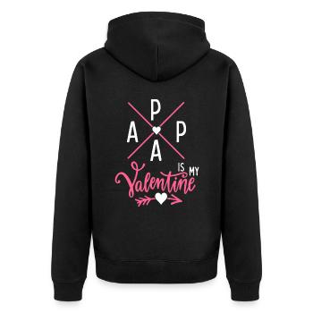 Papa-Is-My-Valentine, Daddy-Is-My-Valentine - Unisex Premium Organic Zip Hoodie - black - Back - Nico (187cm)