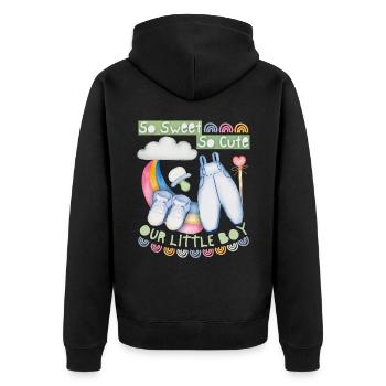 Bébé, bébé garçon, bébé garçon, dire avec arc-en-ciel - Veste à capuche bio Premium Unisexe - noir - Dos - Nico (187cm)