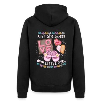 Bébé, bébé fille bébé fille disant avec arc-en-ciel - Veste à capuche bio Premium Unisexe - noir - Dos - Nico (187cm)