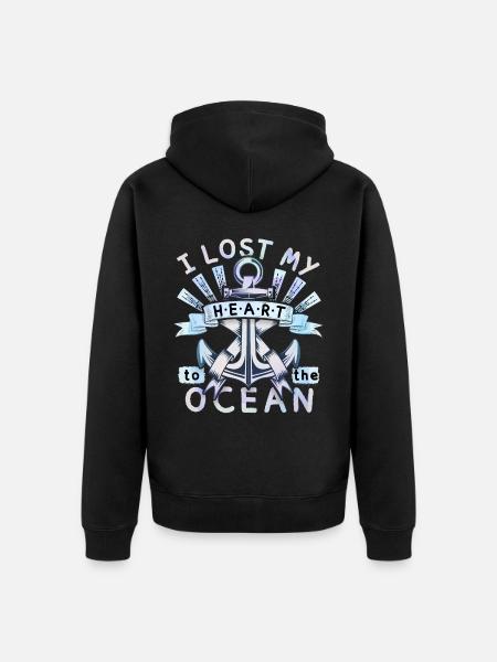 Schiffsanker, Romantischer Spruch, Ozean-Liebe - Unisex Premium Bio Zip Hoodie - Schwarz