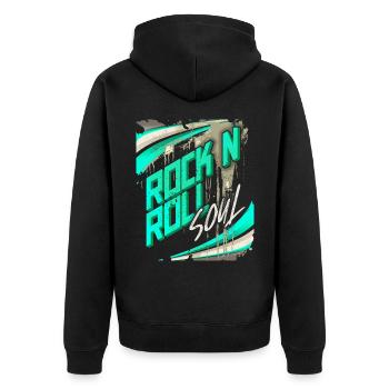 RockNRoll Typography, Grunge Design Poster - Unisex Premium Organic Zip Hoodie - black - Back - Nico (187cm)