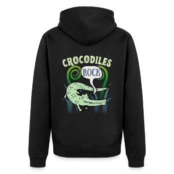 Krokodil-Crocodile, lustiger Spruch, Cartoon-Style - Unisex Premium Bio Zip Hoodie - Schwarz - Hinten - Nico (187cm)