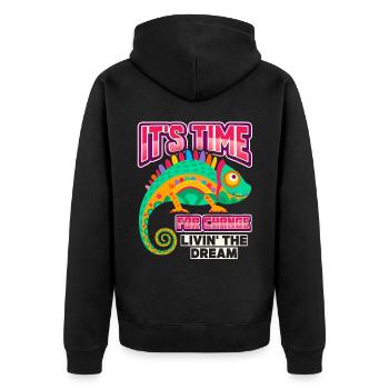 Chameleon, funny saying, motivational inspiration - Unisex Premium Organic Zip Hoodie - black - Back - Nico (187cm)