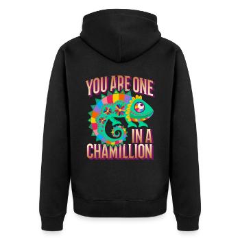Chameleon funny saying You-Are-One-In-A-Million - Unisex Premium Organic Zip Hoodie - black - Back - Nico (187cm)