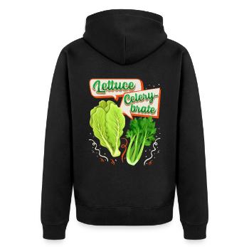 Sellerie, Salat lustiger Spruch, Pun - Unisex Premium Bio Zip Hoodie - Schwarz - Hinten - Nico (187cm)