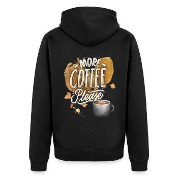 Kaffee, Kaffeetrinker lustiger Coffee Spruch - Unisex Premium Bio Zip Hoodie - Schwarz - Hinten - Nico (187cm)