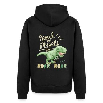 Motivation Inspiration, Dire avec Dinosaur - Veste à capuche bio Premium Unisexe - noir - Dos - Nico (187cm)