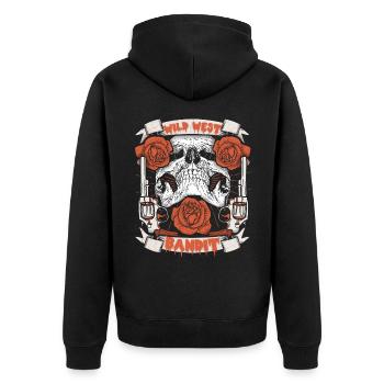 Far West, Crâne, Skull Revolver, Sort - Veste à capuche bio Premium Unisexe - noir - Dos - Nico (187cm)