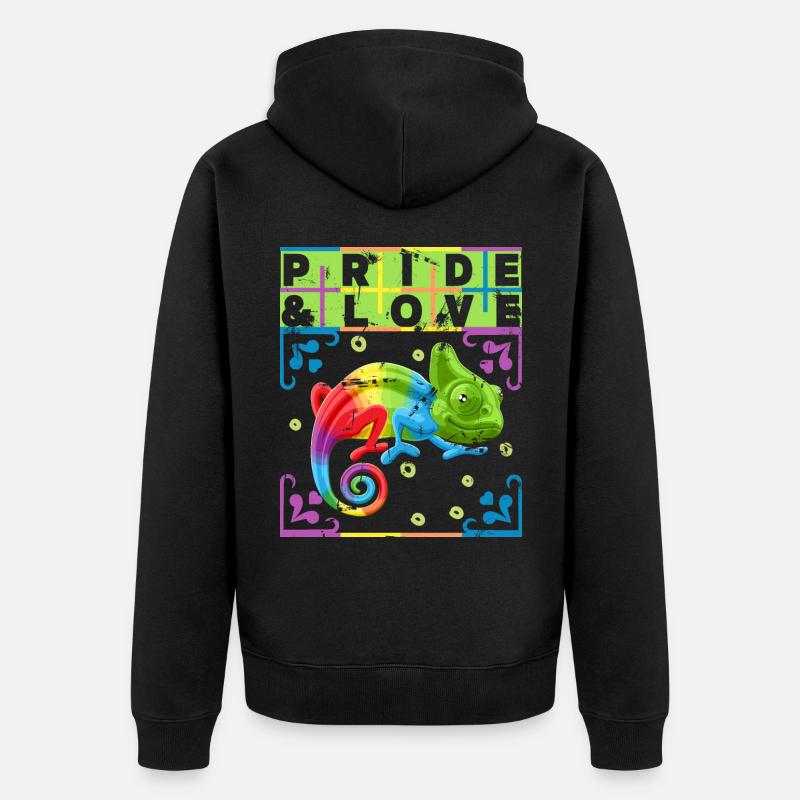 Rainbow Chameleon, LGBT Pride-Rainbow LGBTQ - Veste à capuche bio Premium Unisexe - noir