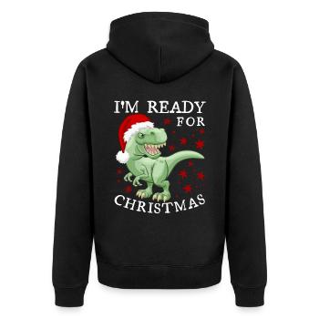 Dinosaurier Weihnachten lustiger Spruch - Unisex Premium Bio Zip Hoodie - Schwarz - Hinten - Nico (187cm)
