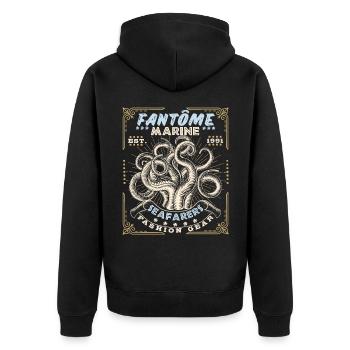 Maritim-Oktopus, Maritim-Krake, Vintage-Fashion - Unisex Premium Bio Zip Hoodie - Schwarz - Hinten - Nico (187cm)