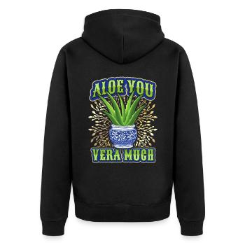 Saint-Valentin, Love-Love Aloe Vera dicton drôle - Veste à capuche bio Premium Unisexe - noir - Dos - Nico (187cm)