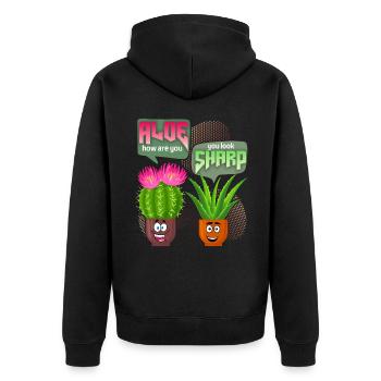 Aloe vera, cactus cactus, funny saying, pun - Unisex Premium Organic Zip Hoodie - black - Back - Nico (187cm)
