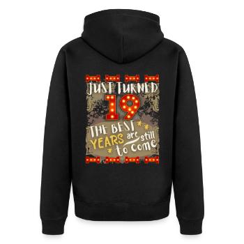 19. Geburtstag 19 Jahre alt Vintage-Design, Spruch - Unisex Premium Bio Zip Hoodie - Schwarz - Hinten - Nico (187cm)