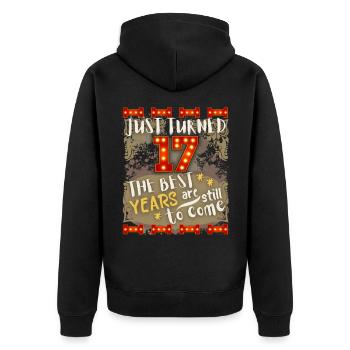 17. Geburtstag 17 Jahre alt Vintage-Design, Spruch - Unisex Premium Bio Zip Hoodie - Schwarz - Hinten - Nico (187cm)