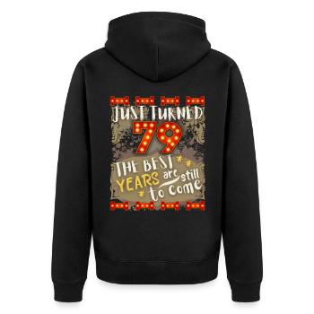 79. Geburtstag 79 Jahre alt Vintage-Design, Spruch - Unisex Premium Bio Zip Hoodie - Schwarz - Hinten - Nico (187cm)
