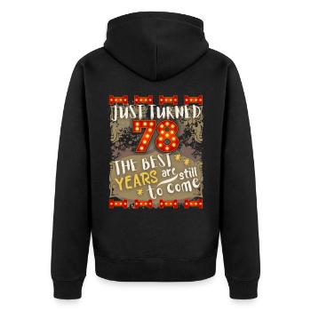 78. Geburtstag 78 Jahre alt Vintage-Design, Spruch - Unisex Premium Bio Zip Hoodie - Schwarz - Hinten - Nico (187cm)