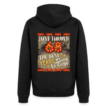 68. Geburtstag 68 Jahre alt Vintage-Design, Spruch - Unisex Premium Bio Zip Hoodie - Schwarz - Hinten - Nico (187cm)