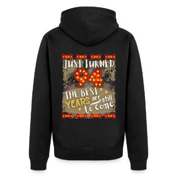94th birthday 94 years old vintage design, saying - Unisex Premium Organic Zip Hoodie - black - Back - Nico (187cm)