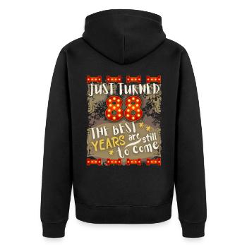 88th birthday 88 years old vintage design, saying - Unisex Premium Organic Zip Hoodie - black - Back - Nico (187cm)
