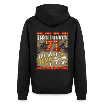 71. Geburtstag 71 Jahre alt Vintage-Design, Spruch - Unisex Premium Bio Zip Hoodie - Schwarz - Hinten - Nico (187cm)