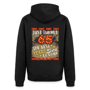 65. Geburtstag 65 Jahre alt Vintage-Design, Spruch - Unisex Premium Bio Zip Hoodie - Schwarz - Hinten - Nico (187cm)