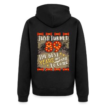 89. Geburtstag 89 Jahre alt Vintage-Design, Spruch - Unisex Premium Bio Zip Hoodie - Schwarz - Hinten - Nico (187cm)