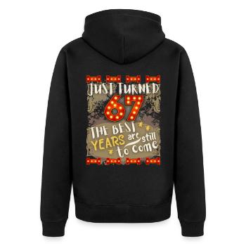 67. Geburtstag 67 Jahre alt Vintage-Design, Spruch - Unisex Premium Bio Zip Hoodie - Schwarz - Hinten - Nico (187cm)