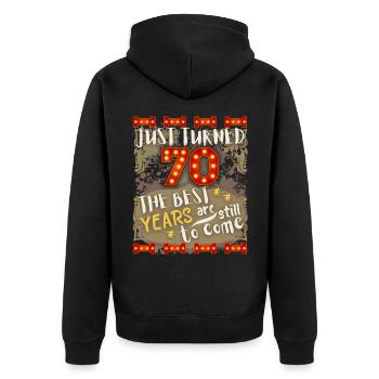 70. Geburtstag 70 Jahre alt Vintage-Design, Spruch - Unisex Premium Bio Zip Hoodie - Schwarz - Hinten - Nico (187cm)