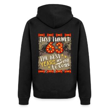 63. Geburtstag 63 Jahre alt Vintage-Design, Spruch - Unisex Premium Bio Zip Hoodie - Schwarz - Hinten - Nico (187cm)